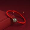 Pulseira de corda vermelha com ano de nascimento pulseira de jade Hetian masculina e feminina pulseira de conta única joia de presente de Ano Novo estilo chinês