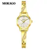 Mokago relógio feminino versátil temperamento mostrador madrepérola pulseira de metal relógio incrustado com strass formato de coração moderno relógio de quartzo atacado