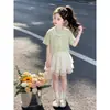 Conjunto de Camisetas Estilo Coreano para Niñas Verano Falda Infantil Falda de Pastel para Niñas Ropa de Verano para Niños Grandes Conjunto de Dos Piezas