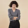 Suéter de cashmere macio de alta qualidade pronto para usar para mulheres, nova coleção outono e inverno, gola colorida como doce, camada base de malha da moda