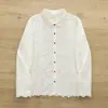 Colección Otoño 2026: Camisa Bordada Artística de Manga Larga Estilo Japonés para Mujer, Top Jacquard Casual con Adorno de Encaje al por Mayor