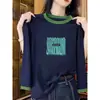 Camiseta de Manga Larga Versátil de Moda Nueva para Mujer 2026 con Cuello y Puños de Algodón Puro en Colores Contrastantes, Adecuada para Primavera y Otoño