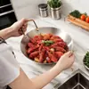 [Modelo Popular Transfronteiriço] Wok Espessado de Aço Inoxidável, Wok Grande Comercial com Duas Alças, Dupla Alça, Sem Revestimento, para Cantinas e Hotéis