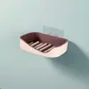 Caja de jabón para baño sin perforaciones, doble capa, con drenaje, para almacenar, para el hogar, montada en la pared, al por mayor