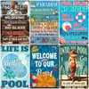Pinturas de Lata Vintage Desgastadas Transfronteiriças Pinturas de Alumínio Decorações de Parede Bar Piscina Pinturas Decorativas Placas Pinturas Penduradas