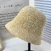 Chapéu de Pescador Artístico Estilo Coreano Atacado Chapéu Bacia Malhado Versátil Estilo Japonês Chapéu Balde Tecido à Mão Feminino Tricô