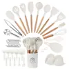 Fornecimento direto transfronteiriço de conjunto de utensílios de cozinha de silicone de 37 peças, utensílios de cozinha resistentes a altas temperaturas, colher antiaderente, espátula, louça