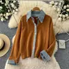 Cárdigan de Punto Patchwork de Mezclilla Retro Falso Dos Piezas para Mujer Versátil Reductor de Edad Abrigo Suéter Otoño 2026 Casual