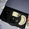 Serie Jardín Francés Taza de Café Retro y Juego de Platillo Taza de Cerámica Set de Caja de Regalo de Alta Gama Taza de Café Vaso para Agua