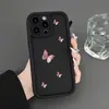 Capa de Celular Simples e Atmosférica com Estampa de Borboleta Pintada com UV para Apple 18Promax Capa Protetora Preta Fosca Tipo Pele