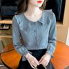 Nueva Blusa de Mujer con Cuello de Muñeca Jacquard Francés de Algodón Puro Camisa de Manga Larga de Algodón para Mujer Otoño e Invierno 2026