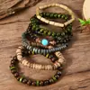 TEMU HIYIN Estilo Bohemio Nuevo Transfronterizo Cuentas de Madera de Cáscara de Coco Pulsera de Hilo Elástico para Hombres Pulsera Pulsera
