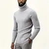Suéter de punto trenzado de cuello alto para hombre, jersey estilo Amazon, suéter de corte ajustado, prendas de punto de manga larga con cuello alto para hombre