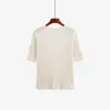 Blusa de tricô feminina plus size com gola alta discreta e mangas médias, coleção outono 2026, peça base fina slim fit para mulheres plus size 25182