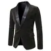 Comercio Exterior AliExpress 2020 Otoño e Invierno Nuevo Traje para Hombre Casual Color de Contraste Verde Cuello Frutal Botón Traje para Llevar 9770