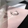 Anel Feminino de Prata Esterlina S925 Joias Novo Estilo Moda Japonesa e Coreana Personalidade Anel Aberto Simples para Estudantes Dedo Indicador Dedo Mínimo