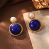 Pendientes estilo palacio vintage con flor, perla y circonitas, broche francés de moda, alfileres de colores.