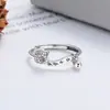 Yunchaoxuan Plata S925 Moda Retro Candado de Paz Bola Redonda Colgante Diseño Simple Moderno Versátil Anillo Abierto