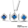 Colar Brincos Trevo de Quatro Folhas Microincrustados Conjunto de Duas Peças Feminino Luxo Leve Design de Nicho Senso de Alto Padrão Influenciador Digital Elegante Conjunto de Joias