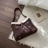 Bolso Tote Grande de Invierno para Mujer, Bolso de Hombro Retro Estampado de Lana de Cordero, Bolso con Monograma para el Trabajo y los Viajes Diarios para Mujer