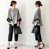 En stock 2026 suministro transfronterizo ropa de verano para mujer: conjunto de top y pantalón de color liso, cuello redondo, manga corta holgada tipo murciélago