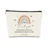 Bolsa de Cosméticos Impermeável de Algodão e Linho com Forro Cinza Popular na Amazon, Bolsa de Armazenamento de Maquiagem para Professores, Necessaire