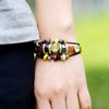 Punk nueva pulsera pulsera de piel de vaca con cuentas suministro directo de fábrica venta caliente joyería personalizada joyería para parejas