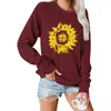 Amazon Amazon Transfronterizo Moda Femenina Europea y Americana Nuevas Blusas Sudadera para Mujer de Corte Holgado Sudadera con Estampado de Girasol