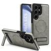 Funda de Cuero Crystal Shield para Samsung S26 con Succión Magnética, Soporte Invisible para S25 Ultra, Funda Protectora Anticaídas para S24 Plus