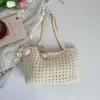 Bolsa tote, design estiloso em tricô, novo modelo primavera 2026, bolsa elegante de grande capacidade, versão coreana, de ombro único, artística e casual