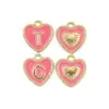 Nuevos Corazones de Melocotón Letras Inglesas Accesorios DIY Goteo de Aceite Doble Cara 26 Letras Pendientes Colgante Collar Accesorios de Joyería