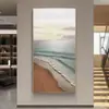 Pintura al Óleo Pintada a Mano Paisaje Marino al Amanecer Pintura con Textura Estéreo Decoración para Sofá de Sala de Estar Pintura para Pasillo de Entrada Colgante