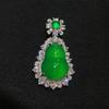 S925 prata esterlina verde calcedônia cabaça pingente volu bingyang verde calcedônia colar novo estilo chinês clavícula corrente