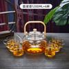 Tetera con Mango de Bambú, Tetera de Vidrio Resistente al Calor, Cafetera Doméstica para Preparar Té, Olla Saludable, Cafetera Eléctrica de Cerámica, Juego de Té