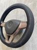 Capa de volante de carro em couro de fibra dupla redonda sem anel interno capa elástica resistente ao desgaste peças automotivas em relevo transfronteiriças