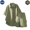 Conjunto de Duas Peças Moda Verão Nova Tendência Casual Camisa Polo Masculina Tamanho Grande com Shorts de Manga Curta Marca Nasa