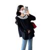 En Stock Otoño 2025 Tops de Maternidad Holgados con Aspecto Adelgazante Cubre Vientre Elástico Camiseta de Maternidad Casual Dulce de Encaje