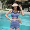 Roupa de Banho para Casal Feminina Três Peças Biquíni com Saia Separada Cobertura da Barriga Emagrecedor Roupa de Banho Sexy para Férias e Reuniões Estilo Fada