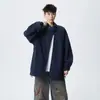 Sudadera casual de una sola capa con cuello alto para hombre, holgada, elegante, cómoda, cálida, moderna, chaqueta para hombre de color liso