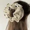 Scrunchie de Renda Bege Novo de Verão Camada Dupla Laço de Cabelo Simples de Coração com Bolinhas Alta Elasticidade Laço de Cabelo Versátil
