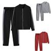 2026 Transfronterizo Amazon Aliexpress Otoño e Invierno Nuevo Largo Deportivo Casual Cremallera Patchwork Cuadros Traje Ropa para Mujer