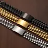Pulseira de Relógio Masculino de Luxo Transfronteiriça, Bracelete de Aço Titânio com Gravação a Laser do Logo, Banhado a Ouro 18K, Bracelete Hip-Hop que Não Desbota