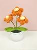Flor de sopro pequeno vaso buquê de lã crochê feito à mão desktop carro pequenos enfeites criativos fofos decorações para casa
