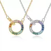 Moderna Cadena de Arcoíris con Anillos Dobles Únicos y Diamantes, Collar con Colgante de Estilo de Nicho, Joyería de Collar Transfronteriza Europea y Americana para Mujeres