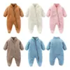 Mameluco de Forro Polar con Cuello Alto para Bebé, Nuevo Estilo Otoño e Invierno, Mameluco de Peluche para Niños y Niñas, Ropa Cálida para Gateo al Aire Libre, Ropa Infantil