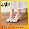 Sandalias casuales versátiles ultra suaves, modernas y elegantes, para usar al aire libre, tacones de aguja con lunares y moño, 2026, para mujer