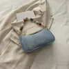 Nuevo bolso de axila con cuentas estilo chino para mujer, con textura de gamuza retro, forma de baguette, diseño único y elegante, y estilo moderno para el uso diario