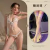 Lencería Sexy Encantadora Europea y Americana para Damas Lencería Sexy de Tres Puntos No Necesita Quitarse Bikini Entrepierna Traje de Talla Grande