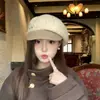Gorra octogonal de retazos estilo retro para otoño e invierno para mujer, versión coreana, cálida, moderna, versátil y a la moda, tipo boina