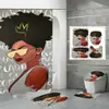 Venda Direta de Fábrica Transfronteiriça Impressão Digital 3D Impermeável Poliéster Nova Mulher Africana Divisória de Banheiro Cortina de Chuveiro Conjunto de Quatro Peças